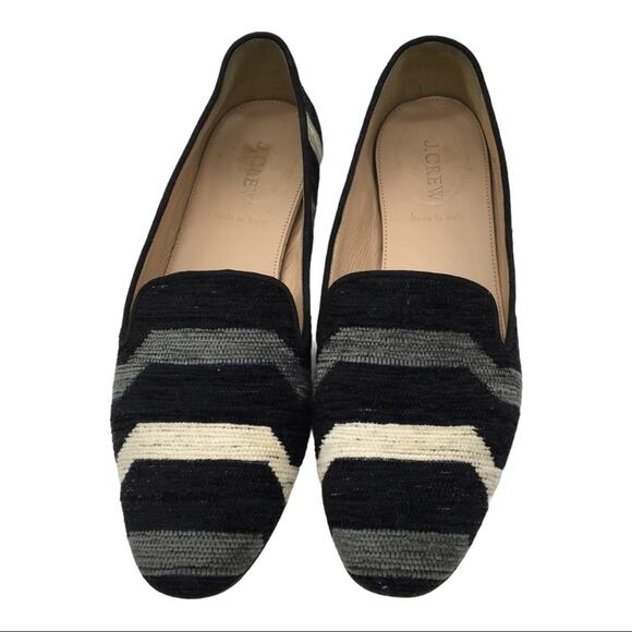 J. Crew Darby Striped Fabric Loafers - Currant Black/Gray/Cream - 8 - Picture 2 of 8